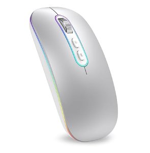 Wireless Mouse with LED Lights, Silent Portable Lightweight Rechargeable Mouse for Laptop,